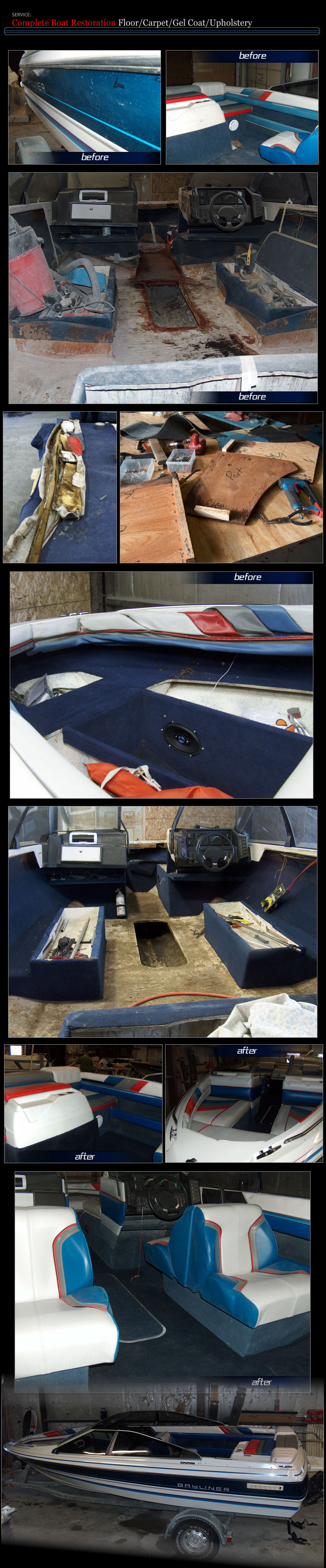 Bayliner Capri Boat Restoration - Gel Coat - Floor - Upholstery - Carpet